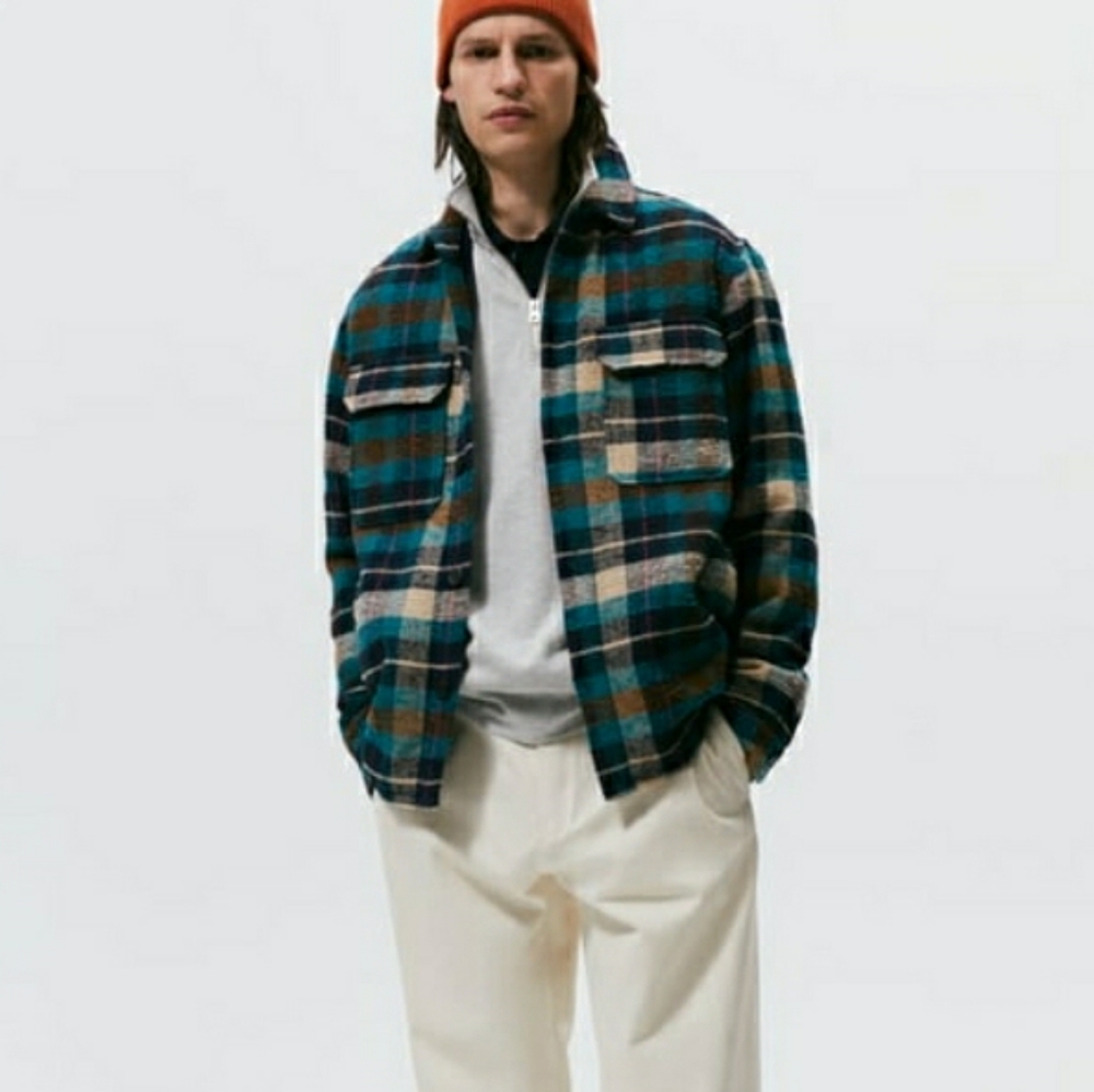 Zara Blue and Brown Plaid Jacket